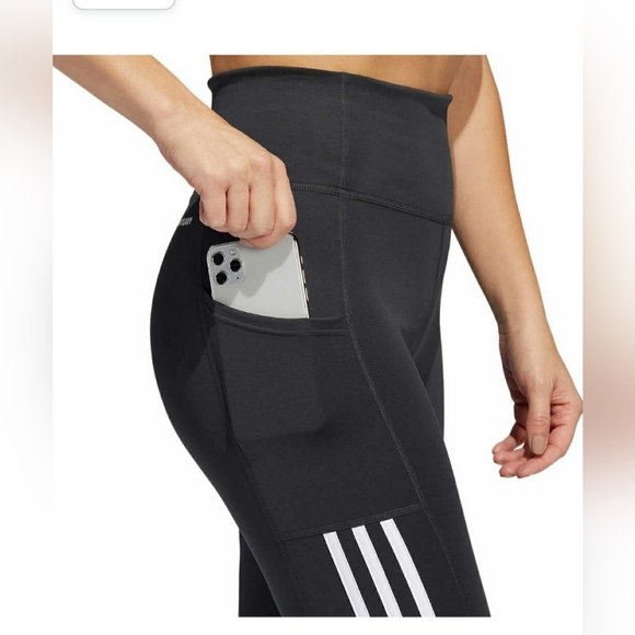 🏷ADIDAS Womens Lightweight High Rise 3-Stripe Mesh 7/8 Leggings - M - Picture 4 of 11